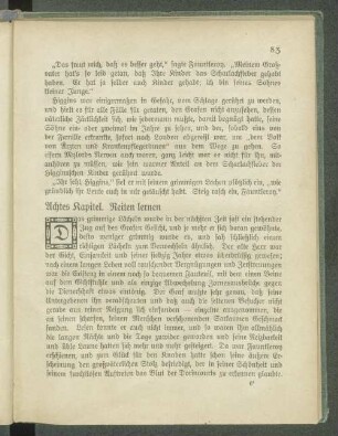 Achtes Kapitel. Reiten lernen