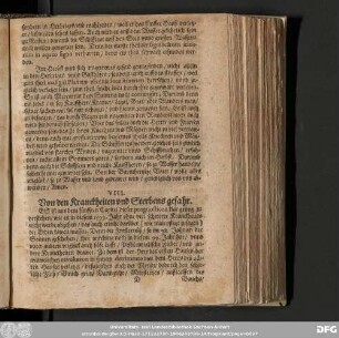 VIII. Von den Kranckheiten und Sterbens gefahr.