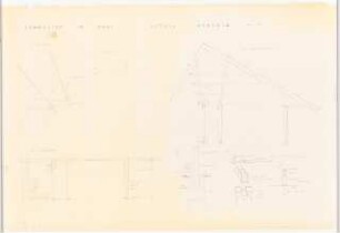 Grünflächen am Gymnasium, Marl: Pergola: Grundriss, Ansicht, perspektivische Ansicht (Vogelschau) 1:20, 3 Details 1:5
