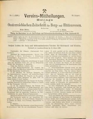 Oesterreichische Zeitschrift für Berg- und Hüttenwesen. Vereins-Mittheilungen. 17. 1898