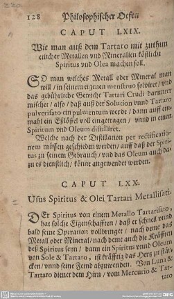 CAPUT LXX. Usus Spiritus & Olei Tartari Metallisati.