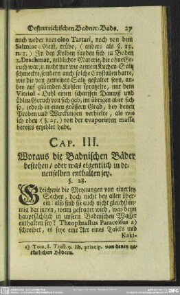 Cap. III. Woraus die Badnischen Bäder bestehen, oder was eingentlich in denenselben enthalten sey