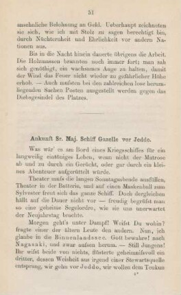 Ankunft Sr. Maj. Schiff Gazelle vor Jeddo