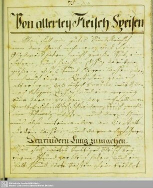 Von allerley Fleisch-Speisen