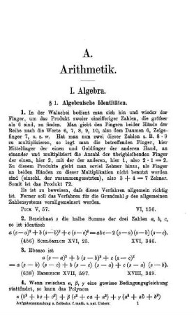 § 1. Algebraische Identitäten (32).