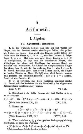 § 1. Algebraische Identitäten (32).
