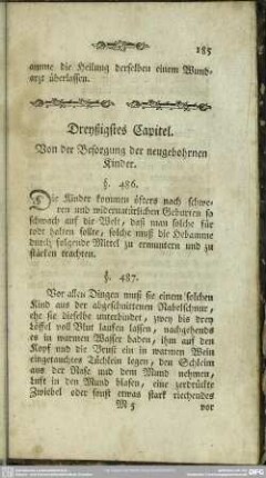 Dreyßigstes Capitel. Von der Besorgung der neugebohrnen Kinder
