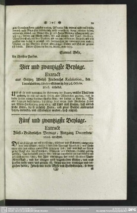 Fünf und zwantzigste Beylage. Extract Fürst-Brüderlichen Vertrags, Ausgang Decembris 1616. errichtet