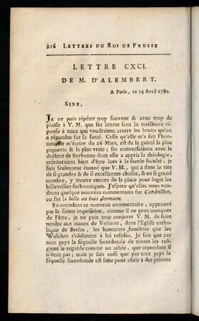 216-225, Lettre CXCI.-CXCIV.