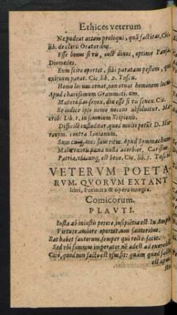 Veterum Poetarum, Quorum Extant libri, Poemata & opera integra. Comicorum.