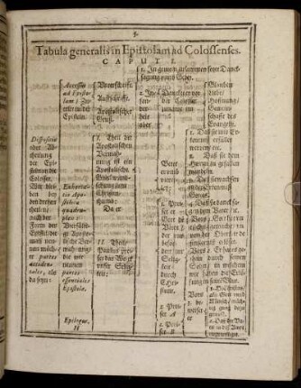 Tabula generalis in Epistolam ad Colossenses.