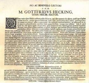 Einladung von Rektor G. Hecking zu einer Schulfeier des Gymnasiums (Druck Mayer HN)