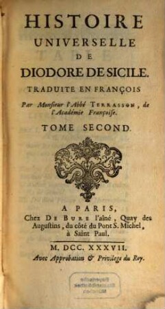 Histoire Universelle De Diodore De Sicile, 2
