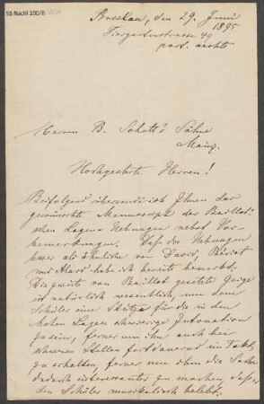 Brief an B. Schott's Söhne : 29.06.1895