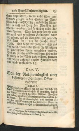 Cap. V. [i.e. VI.] Von der Nothwendigkeit einer besonderen Göttlichen Offenbahrung.