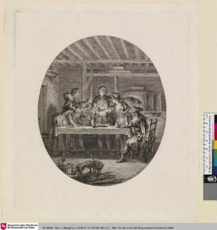 [Illustration und Text zu Voltaires "La Henriade" - Bei Tisch im Kerzenschein]