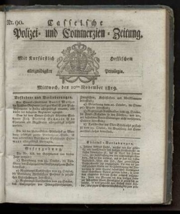 Nr. 90, Mittwoch, den 10ten November 1819