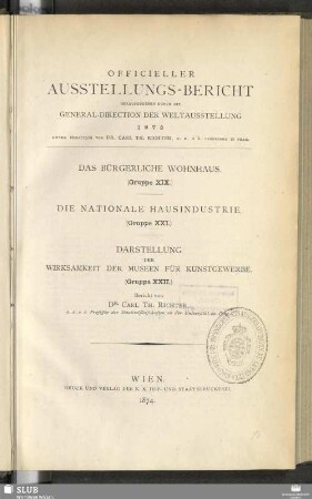Gruppe 21: Die nationale Hausindustrie : Bericht