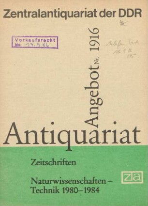 Nr. 1916: Zeitschriften Naturwissenschaften-Technik 1980-1984