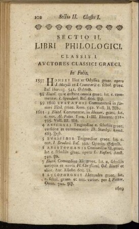 Classis I. Auctores classici graeci.