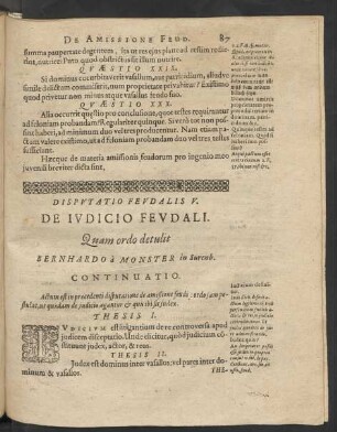 Disputatio Feudalis V. De Iudicio Feudali.