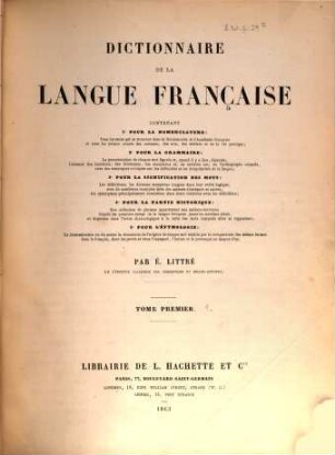 Dictionnaire de la langue française, 1,1