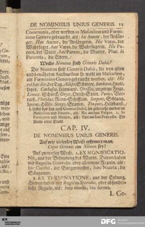 Cap. IV. De Nominibus Unius Generis