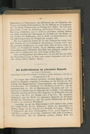 Zur Kalkbestimmung im gebrannten Magnesit.