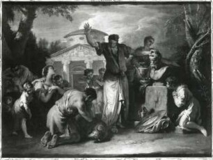 Opfer an Silen : Sebastiano Ricci (1659/60-1734. Opfer an Silen. Öl, Leinwand, 56,5 x 73,5 cm.