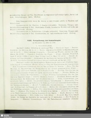 VIII. Vermehrung der Sammlungen