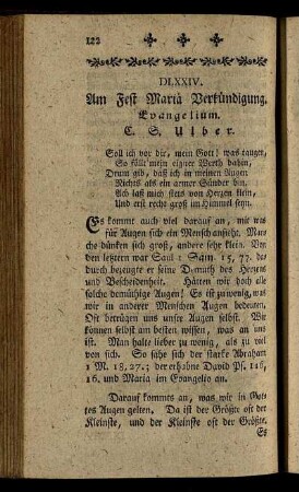 DLXXIV. Am Fest Mariä Verkündigung. Evangelium