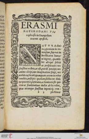 Erasmi Roterodami Paraphrasis in Euangelium Ioannis apostoli