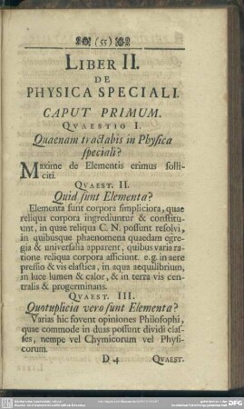 Liber II. De Physica Speciali