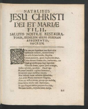 Natalibus Jesu Christi Dei Et Mariae Filii ...