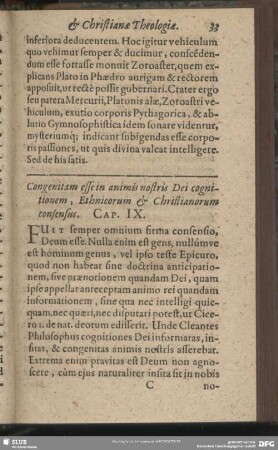 Congenitam esse in animis nostris Dei cognitionem, Ethnicorum & Christianorum consensus. Cap. IX.