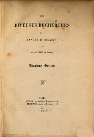 Les joyeuses recherches de la langue Tolosaine