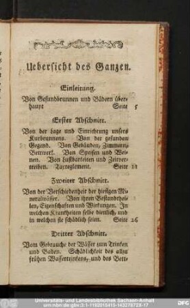 Uebersicht des Ganzen.