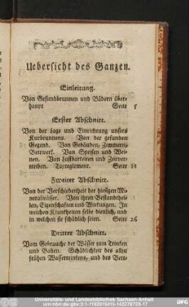 Uebersicht des Ganzen.