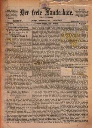 Der freie Landesbote : unabhängiges Organ für die Vertretung freiheitlicher Bestrebungen. 1877,1/6 = Jg. 8