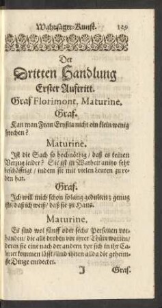 Der Dritten Handlung Erster Auftritt. [bis] Eilffter Auftritt.