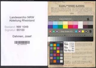 Entnazifizierung Josef Dahmen , geb. 02.04.1895 (Verwaltungsbeamter)