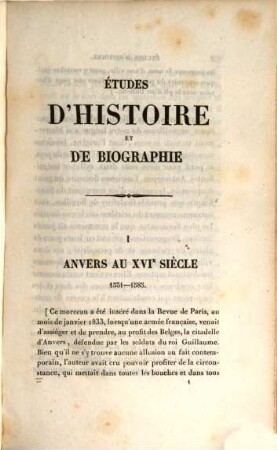 Etudes d'histoire et de biographie