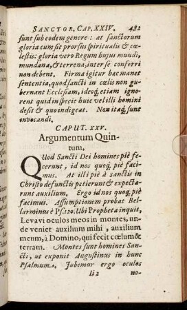 Caput XXV. Argumentum Quintum.