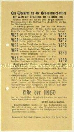 Wahlaufruf der USPD-Konsum-Fraktion