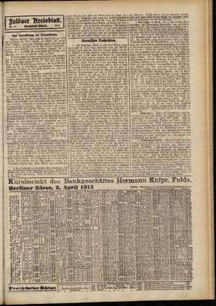 Zweite Ausgabe vom Mittwoch, den 03. April 1912.