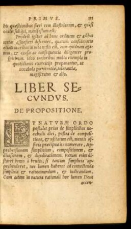 Liber Secundus. De Propositione.