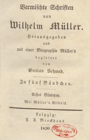 Bändchen 1: Mit Müller's Bildniß