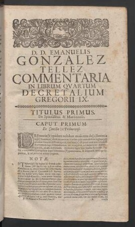 Titulus primus.