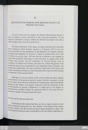 6 The Postwar Period And British Policy In Transcaucasia