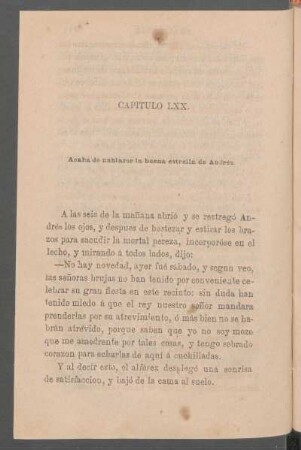 Capítulo LXX. - Acaba de nublarse la buena estrella de Andrés.